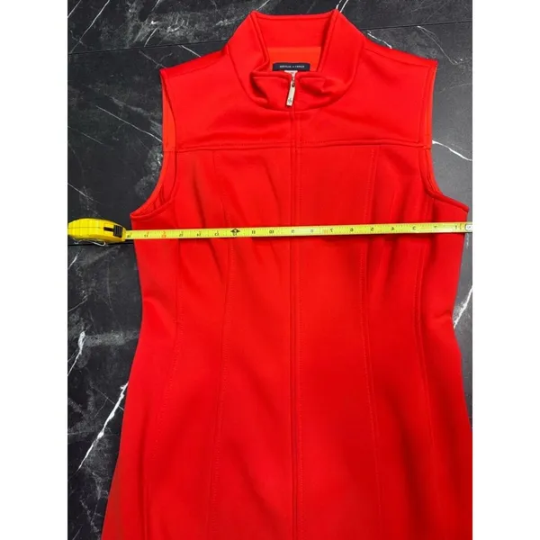 Tommy Hilfiger Dress Womens 12 Coral Red Sleeveless Gold Zip Mini Beltless EUC - Image 10