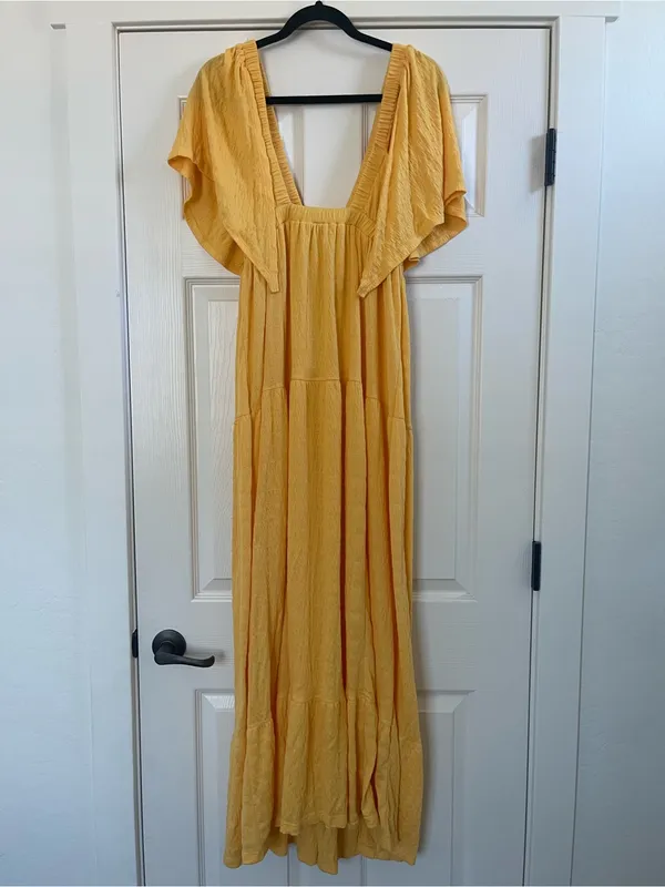 Women’s Free People FP Beach La La Maxi Dress Yellow-Orange Size L - Image 7