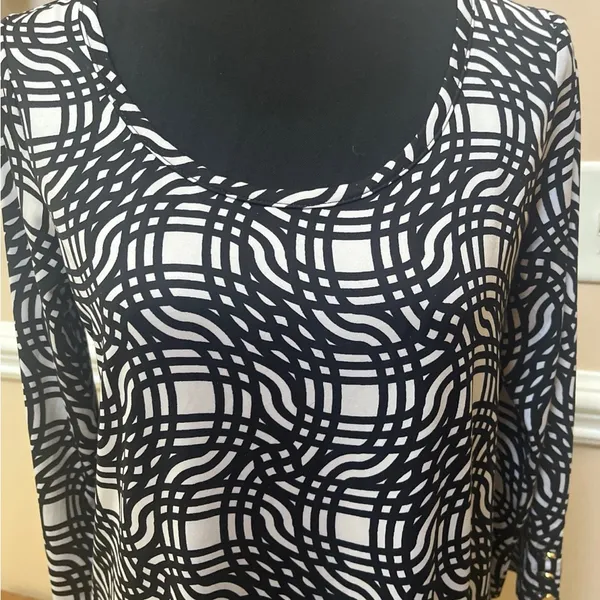 Mud Pie Black White Geo Print Dress - Image 2