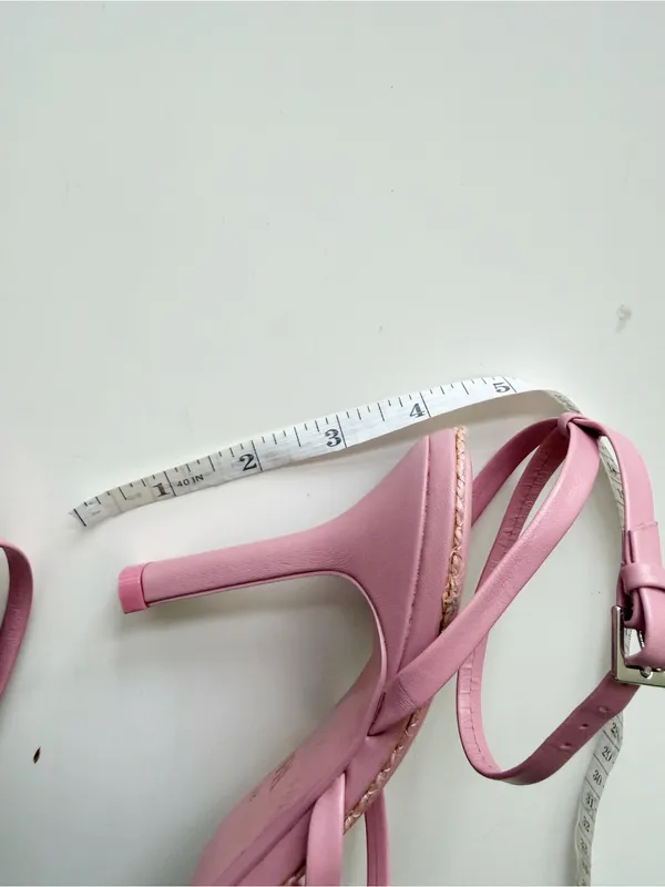 Zara Pink Jute Square Toe Heels size 38 (7.5) - Image 5