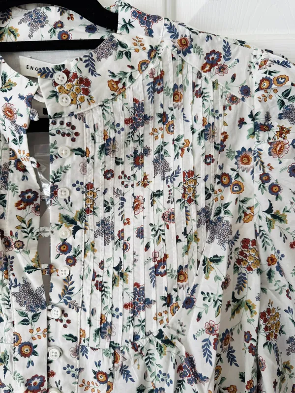 English Factory Floral Pintuck Smocked Mini Dress, Size M - Image 7