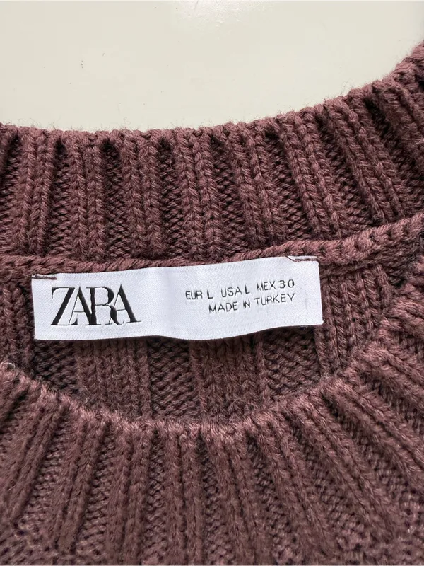 Zara Chocolate Brown Ribbed Sweater Vest Size Large - Image 4
