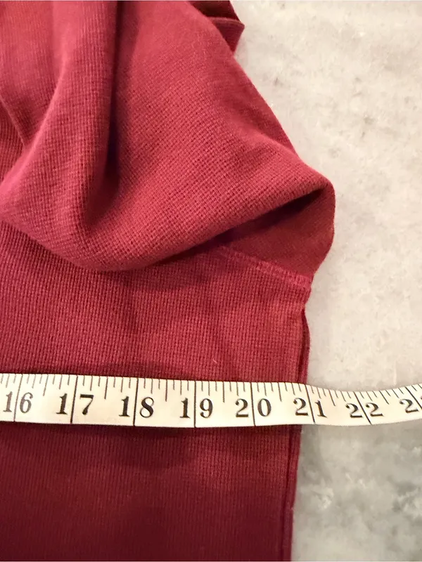L.L. Bean Size L Burgundy Long Sleeve Crew Neck Waffle Knit Thermal Top - Image 9