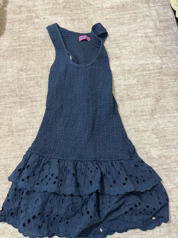 Edikted Scrunchy ruffled eyelet mini dress size small - Image 2