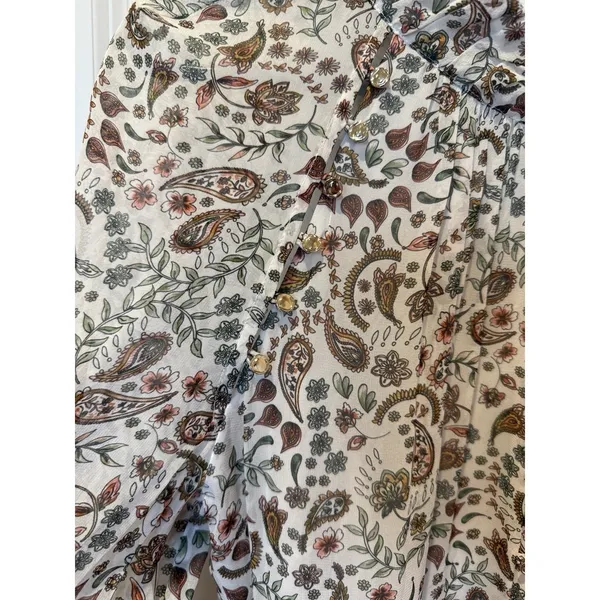 Nicholas Silk Paisley Long Sleeve Midi Dress Size 12 Mock Neck‎ Cuff Sleeve - Image 8