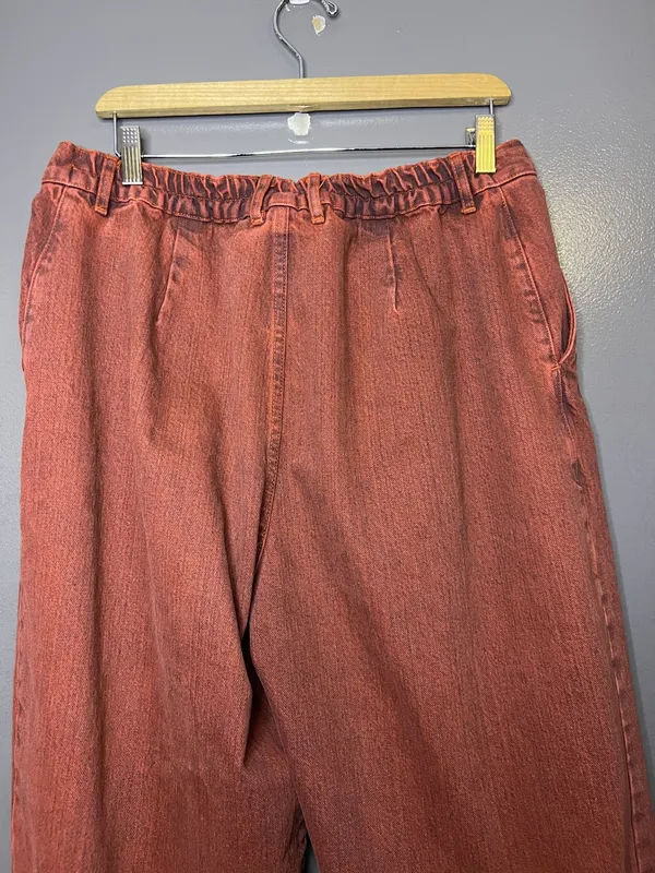 Big Bud Press Denim Trousers Jeans Womens L Red Medium Wash Relaxed Straight - Image 5
