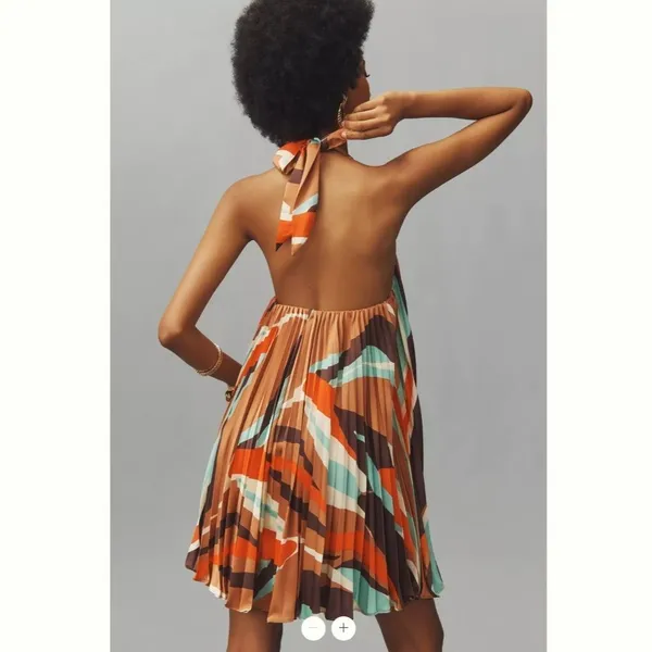 Anthropologie Hutch Halter Pleated Swing Mini Dress - Image 3