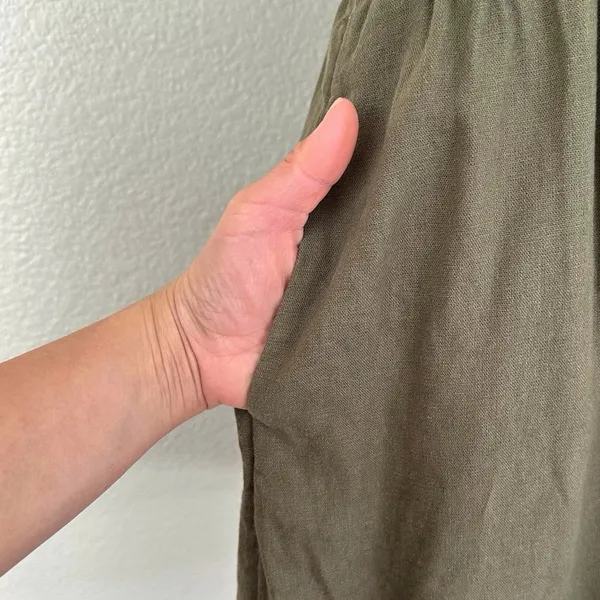 Universal Threads Linen Blend Olive Green Short Sleeves Shift Dress, Sz Large - Image 5