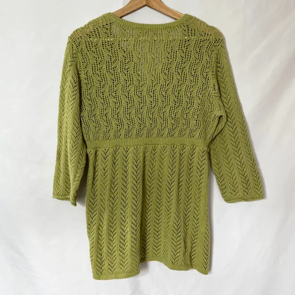 Nomadic Traders lime green knit v-neck blouse women's‎ size large vintage style - Image 5