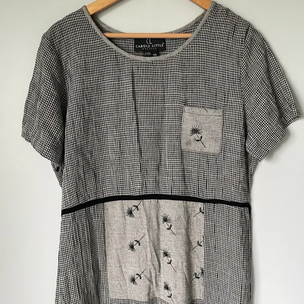 Carole Little Vintage Maxi Dress Gingham Embroidered Cottagecore Cotton Size 14 - Image 3