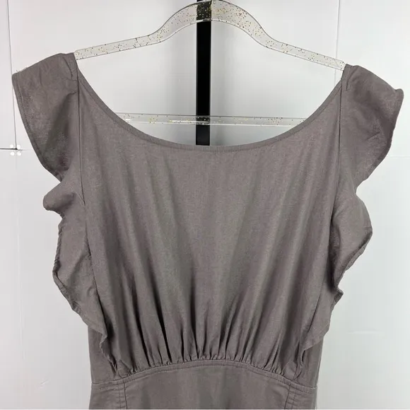 Wishlist Apparel Dress Women L Gray Cotton Ruffle Tie Back Cottagecore Boho Mini - Image 3