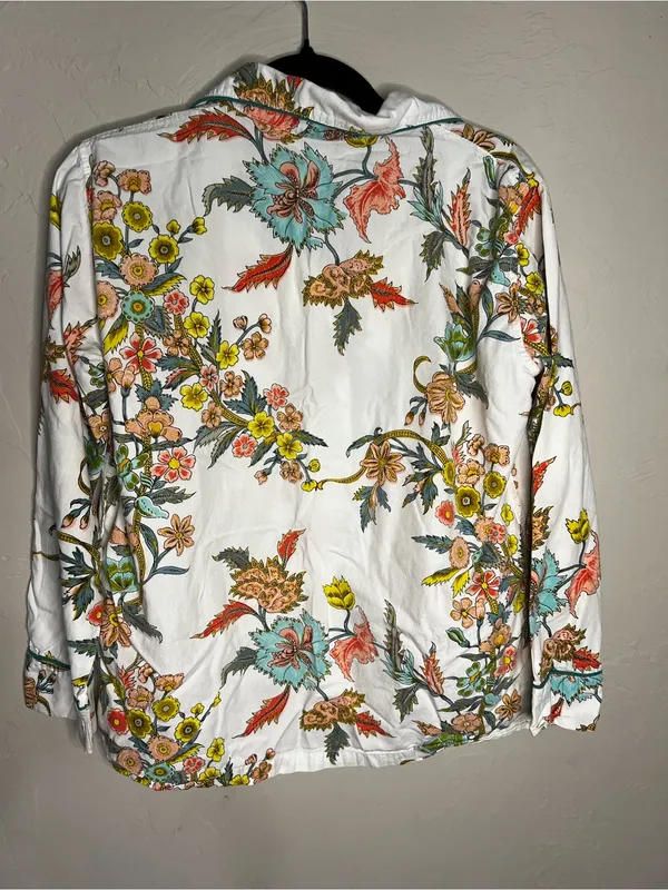 Roberta Roller Rabbit Cotton Short Sleeve Button Down Floral Pajama Top - Image 7
