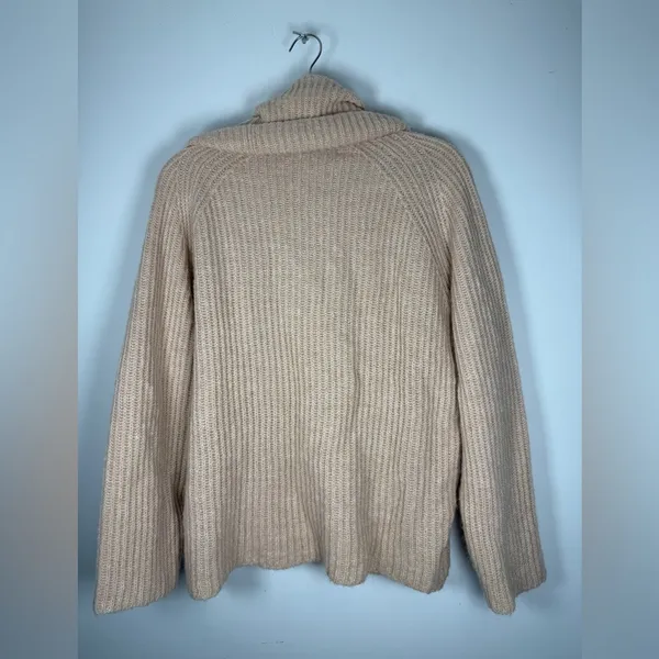 Point Sur Mohair & Wool Blend Ribbed Turtleneck Rib Knit Sweater Pale Peach Sz S - Image 12