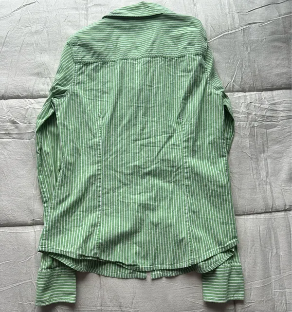 aeropostale vintage green pinstripe button up blouse - Image 2