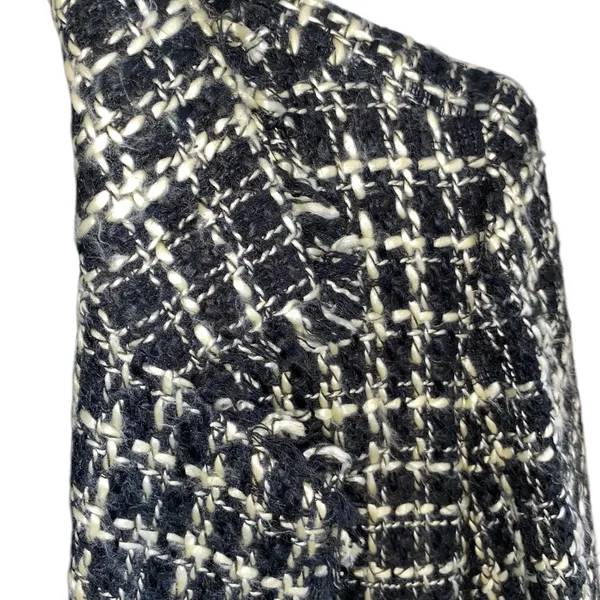Silkland Black Cream Tweed Plaid Silk Suit Jacket blazer Old Money classic - Image 9