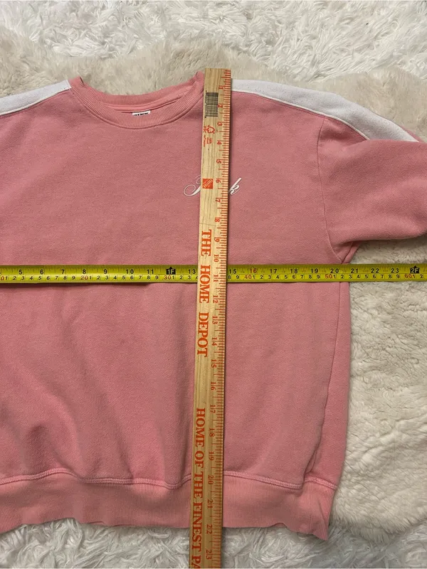 Victoria’s Secret light pink crewneck sweatshirt with white stripe woman’s small - Image 5