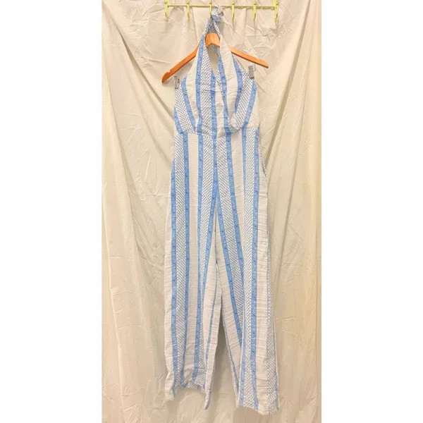 Anthropologie Line‎ & Dot Bandana Halter Jumpsuit Blue Boho Spring Resort - Image 3