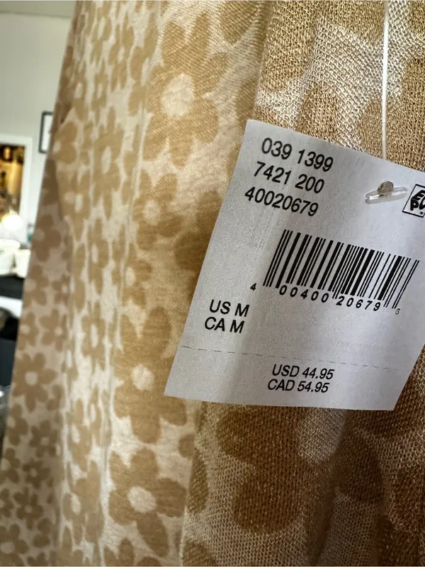 American Eagle Outfitters Tan Floral Mock Neck Long Sleeve Dress - Image 3