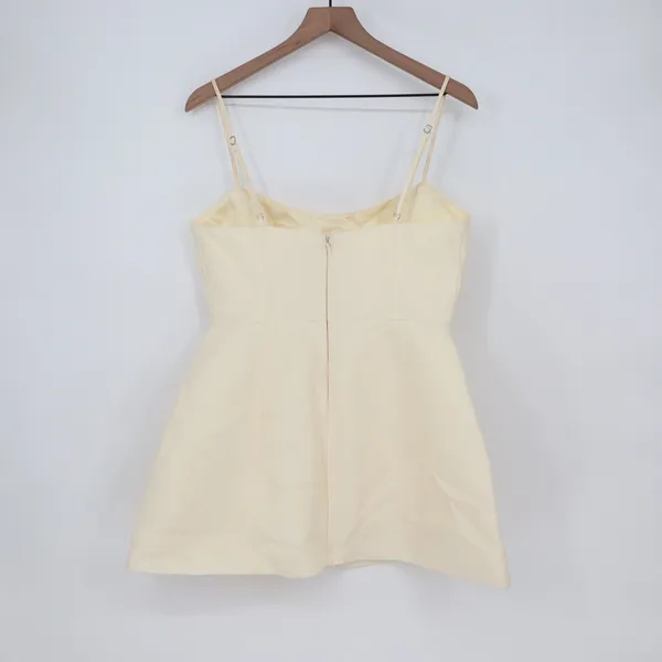 Showpo Carolina Mini Dress Off White Scoop Neck Panel Bodice Womens Size 8 - Image 11
