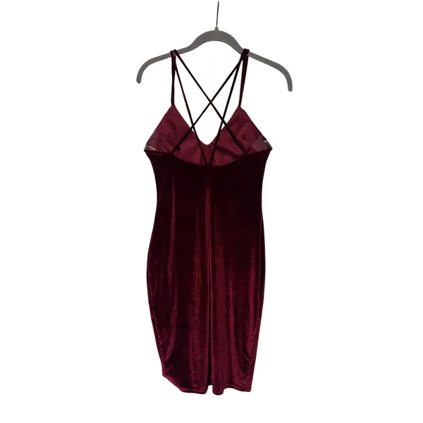 Burgundy Velvet Strappy Midi Dress - Image 9