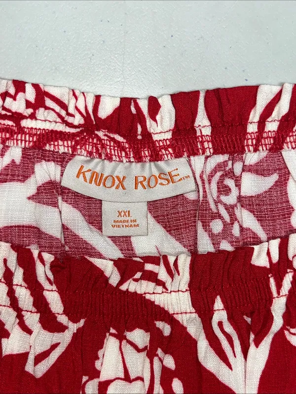 Knox Rose Size XXL Red & Off White Floral Print Off the Shoulder Blouse Top - Image 5