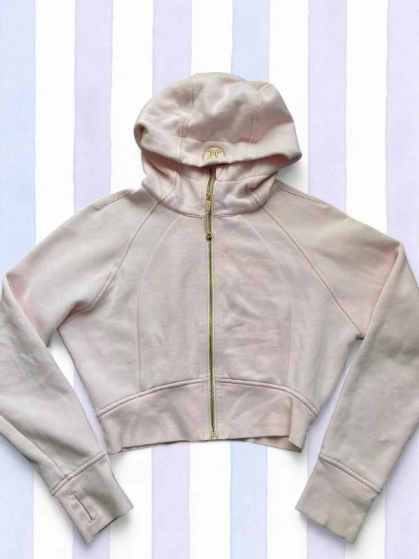 Lululemon pink cropped scuba gold zipper size xs/s - Image 8