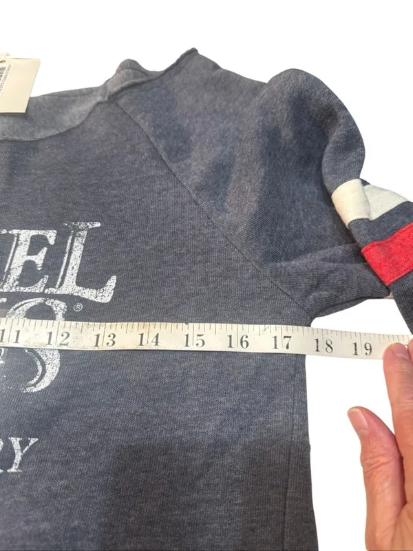 Samuel Adams Boston Brewery off-the-shoulder sweatshirt Heather Blue Sz M NWT - Image 5