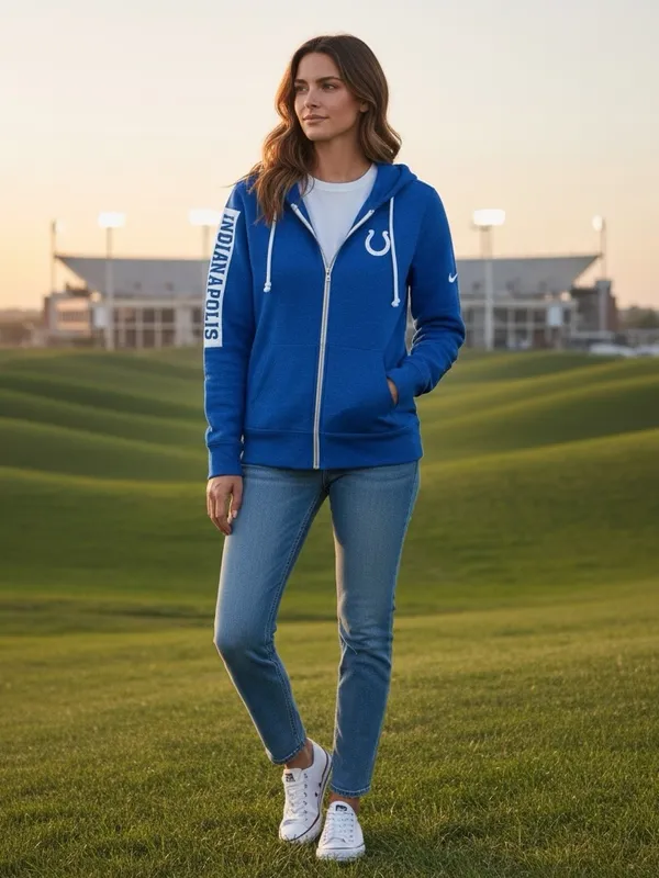 Nike NFL Indianapolis Colts Dri-FIT Full Zip Hoodie Blue Women’s XS Athletic EUC - Image 3