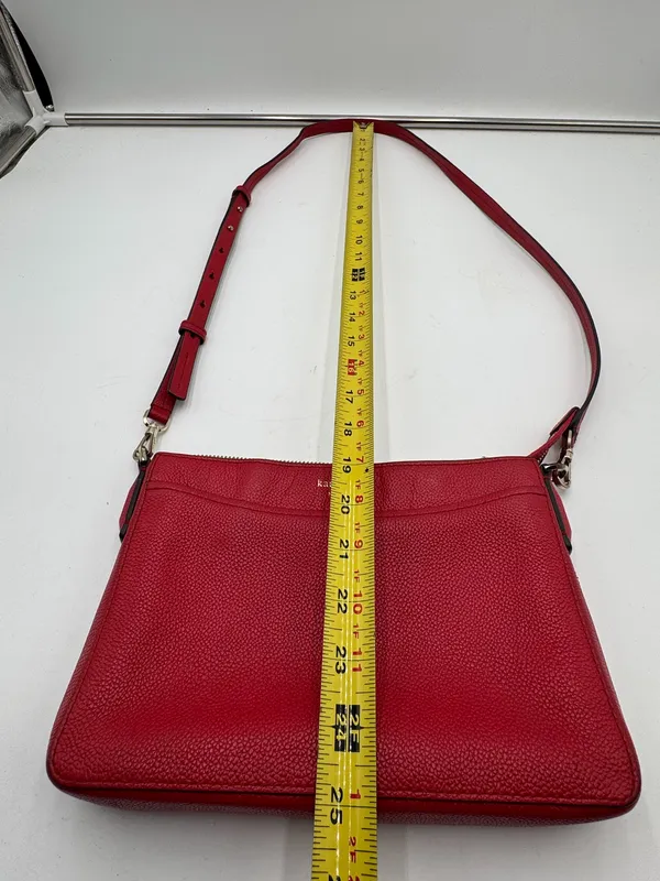 Kate Spade New York Red Pebbled Leather Crossbody Shoulder Bag Purse Dust Bag - Image 7