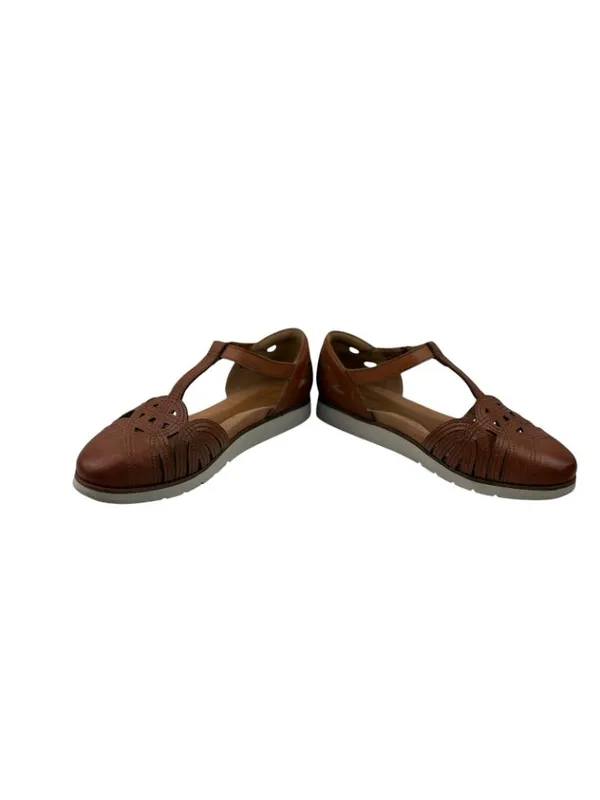 *Cobb Hill Laci Fisherman Comfort Mary Jane Shoe Women 8.5 Brown Leather T-Strap - Image 9