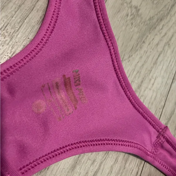 Nike Women's Magenta Sports Bra with Lime Logo - Image 2