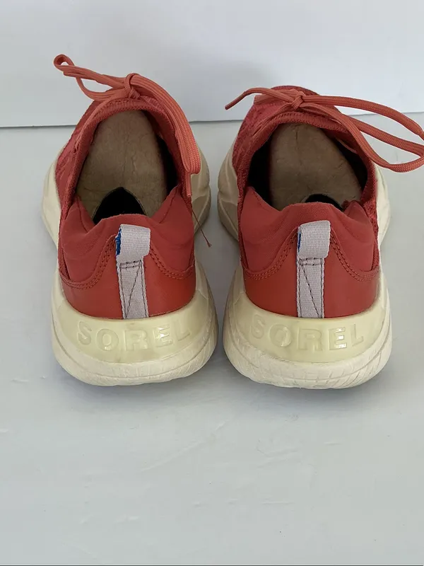 Sorel Explorer Blitz Red Knit Women's Sneakers with Cream Sole - Image 3