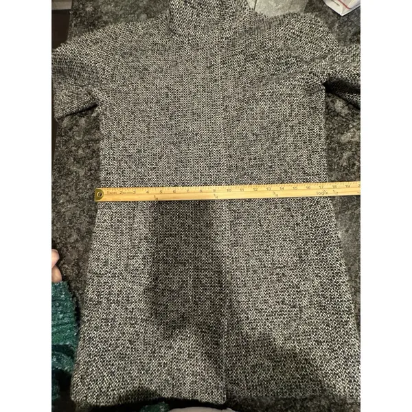 J Crew Tweed‎ Coat Women Size 0 Black White Long Wool Blend Walker Pea - Image 12