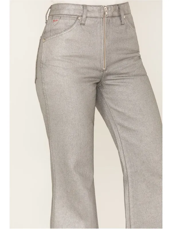 $149 Nwt Wrangler X Fender Women'S Metallic Wanderer Flare Jeans 31 - Image 3