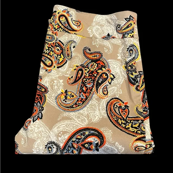 Melissa Paige Bohemian Paisley Mid Rise Stretch Pull On Pants Leggings - Image 3