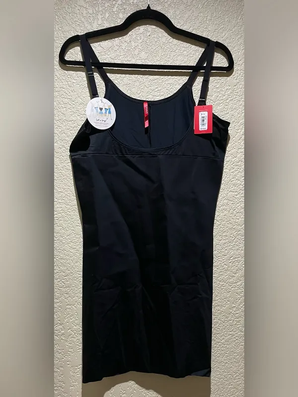 Spanx Smartgrip Open Bust Firm Control Black Shapewear Slip Dress Raw Hem 2X - Image 2