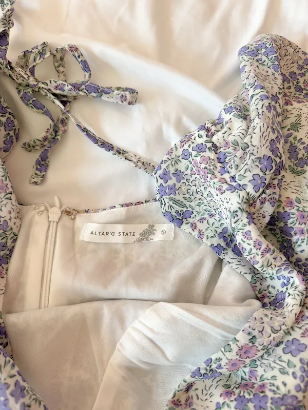 Altar’d State Purple And Pink Tatum Floral Dress Size Small - Image 3