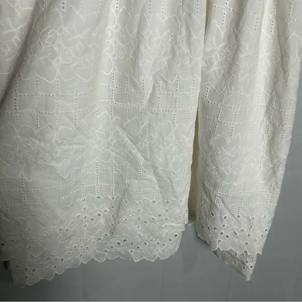 Madewell White Lace Trim Eyelet Midi Dress Sweetheart Neckline 100%‎ Cotton 2 - Image 6