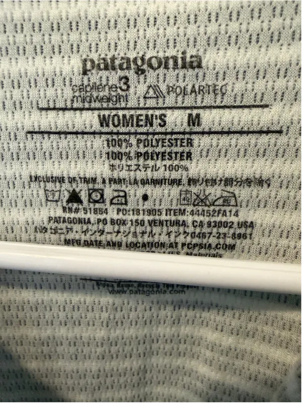 Patagonia Capilene 3 Midweight 1/4 Zip Top Size M Grey White Striped - Image 3