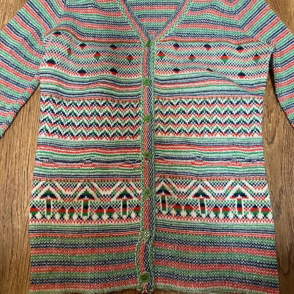 VTG Retro Knit‎ Cardigan Sweater USA Made Union Colorful Button Up Wool Womens S - Image 2