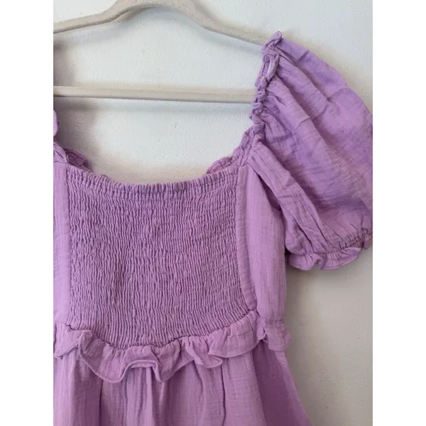 Show Me Your Mumu Sophie Mini Dress Bright Lilac Size XS Cotton Gauze - Image 7