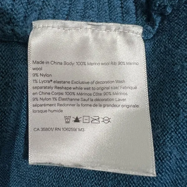 Lululemon Merino Sit In Lotus Wrap II Petrol Blue Open Front Cardigan Size 6 - Image 5