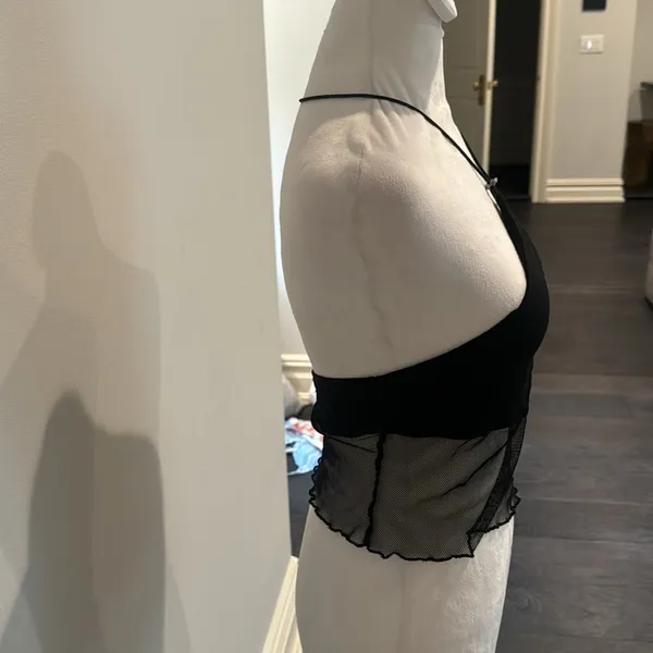 White Fox Black String Halter Top - Image 3