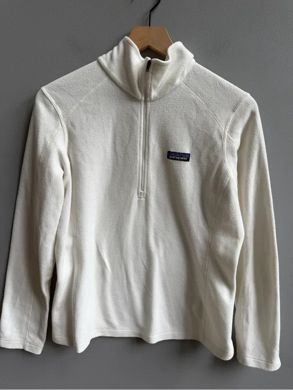Patagonia Micro D 1/4 Zip Fleece Pullover in Birch Off White Size Medium - Image 2