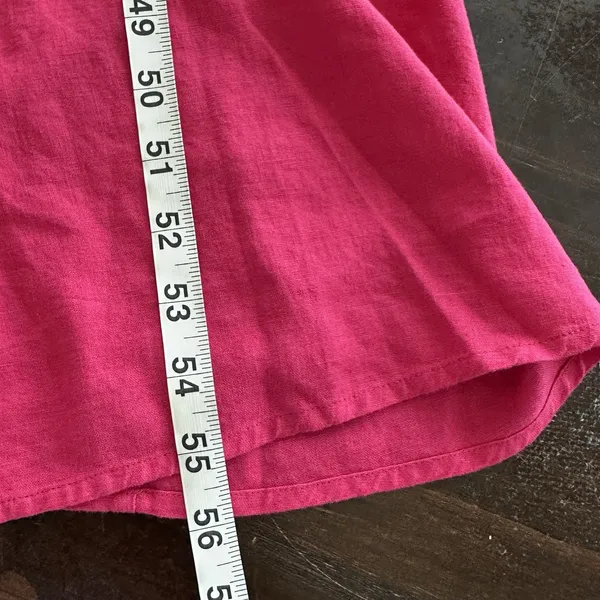 Young Fabulous & Broke Cape Code Pink Linen Maxi Dress M Eyelet Crochet Caftan - Image 12