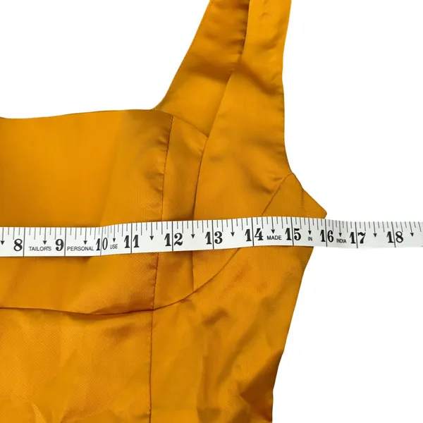 NWT Micas Satin Puff Hem Sleeveless Mini Dress Size‎ S Yellow Ochre - Image 7