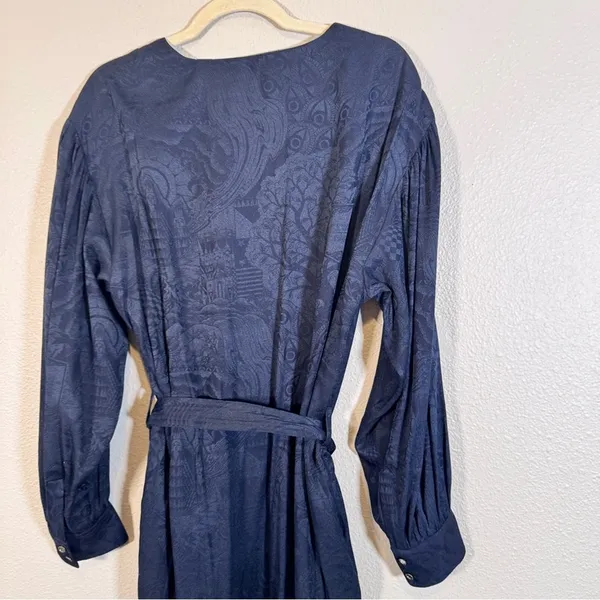 Scotch & Soda Blue Medieval Print Mini Dress Womens L Kings All Seeing Eye Crest - Image 7