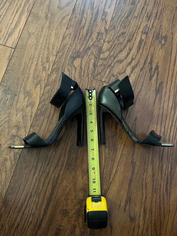 Topshop Black High-Heel Ankle-Strap Sandals with Metallic Toe Accent - Image 11