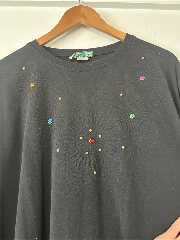 Kavio Black Long Sleeve Top with Multicolor Stud Accents - Image 3