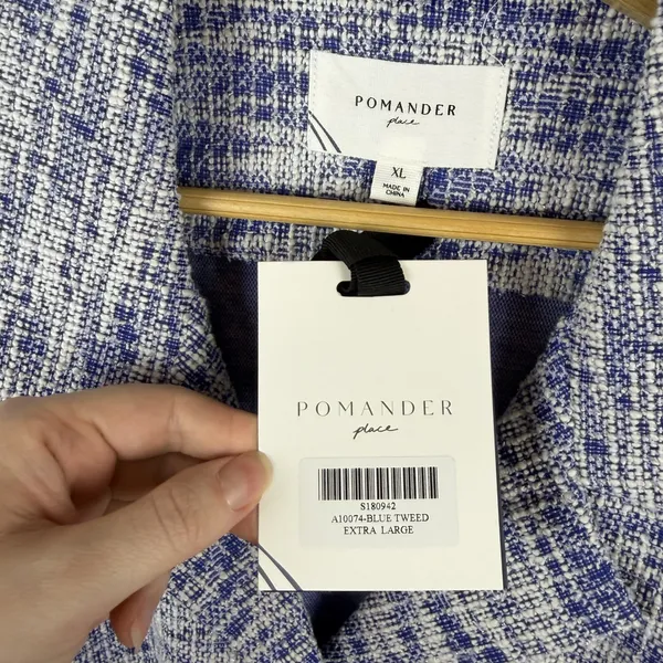 NWT Pomander Place Tuckernuck Blue‎ Tweed Shift Dress XL Old Money Preppy Office - Image 5